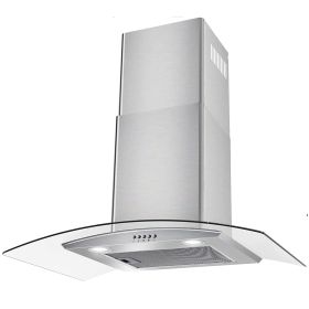 30" Wall Mount Range Hood 450CFM Tempered Glass Vented 3-Speed Fan w/LEDs