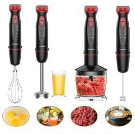 Vavsea Immersion Hand Blender, 12-Speed Multi-Function Handheld Stick Blender with Stainless Steel Blades, Chopper, Beaker, 600, Whisk and Milk Frothe