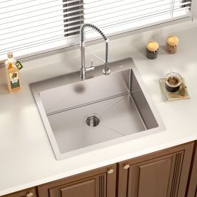 25 x 22 inch Drop-in or Topmount 16 Gauge R10 SUS304 Single Bowl Stainless Steel Kitchen Sink