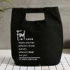 Black Canvas Button Lunchbox Bag Large Capacity Portable Insulated Bento Bag Lunch Bag