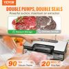 VEVOR Vacuum Sealer Machine, 90Kpa 130W Powerful Dual Pump and Dual Sealing, Dry and Moist Food Storage, Automatic and Manual Air Sealing System with