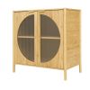 Bamboo 2 door cabinet, Buffet Sideboard Storage Cabinet, Buffet Server Console Table, for Dining Room, Living Room, Kitchen, Hallway