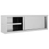 Kitchen Wall Cabinet with Sliding Doors 59.1"x15.7"x19.7" Stainless Steel