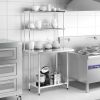 36 x 12 Inch Kitchen Stainless Steel Overshelf with Adjustable Lower Shelf