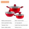 6 PCS Nonstick Cookware Set, Kitchen Cookware Set, Pan Set, Frying Pan, Stock Pot, Milk Pan with Cool Touch Handle Red