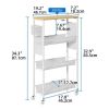 4-Tier Slim Rolling Cart on Wheels, 34" Wooden Tabletop Kitchen Storage Organizer Cart with Wire Mesh Baskets, Slide-Out Storage Cart for Kitchen, Bat