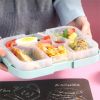 Children's plastic compartment lunch box portable student school lunch box microwave bento box