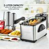 New Electric Deep Fryer 2 Liter Capacity, 1500 Watt Lid with Viewing Window, Silver