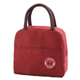 1pc Insulated Lunch Bag; Insulation Bento Pack; Aluminum Foil Rice Bag; Meal Pack; Ice Pack; Student Bento Lunch Handbag; Insulation Bag; Lunch Box Ba (Color: Claret)