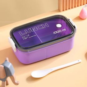 Lunch Box Microwavable Bento Box Food Container Dinnerware Lunchbox For Kids Student Office Sealed Leak-proof Portable Boxes (Lunch Box Capacity: 1000ml, Color: Purple)