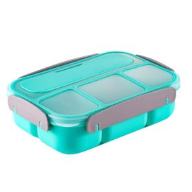 Sealed Portable 4-Compartment Bento Box Student Office Worker Lunch Box Travel & To-Go Food Containers Microwavable (Color: Green)