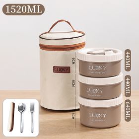 Microwave oven Dinnerware for Students Leakproof Food Container Stackable Bento Lunch Box Stainless Steel Lunch Container with L (Color: 3 Layers Coffee, Ships From: China)