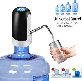 Water Bottle Pump 5 Gallon Water Bottle Dispenser USB Charging Automatic Drinking Water Pump Portable Electric Water Dispenser Water Bottle Switch (Colour: Black)