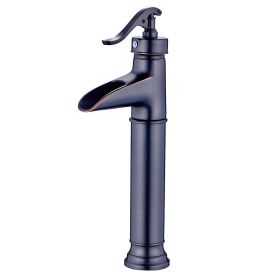 Farmhouse Waterfall Bathroom Faucet for Vessel Sink Single Hole Bowl Mixer Tap, brass materil (Color: Oil Rubbed Bronze)