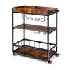 Mobile Bar Cart on Wheels Kitchen Island Cart