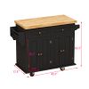 Kitchen Island Cart with Two Storage Cabinets and Two Locking Wheels,43.31 Inch Width,4 Door Cabinet and Two Drawers,Spice Rack, Towel Rack