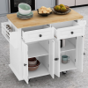 Kitchen Island Cart with Two Storage Cabinets and Two Locking Wheels,43.31 Inch Width,4 Door Cabinet and Two Drawers,Spice Rack, Towel Rack