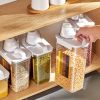 1pc Portable Plastic Food Storage Box; Clear Cereal Storage Containers With Lids; Large Kitchen Storage Containers