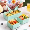 Portable Hermetic Grid Lunch Box School Children Student Bento Box With Fork Spoon Leakproof Microwavable Prevent Odor School