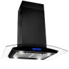 30 inch Stainless Steel Kitchen Island Range Hood 900CFM Tempered Glass 3 Speed Black LEDs