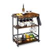 Mobile Bar Cart on Wheels Kitchen Island Cart