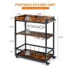 Mobile Bar Cart on Wheels Kitchen Island Cart